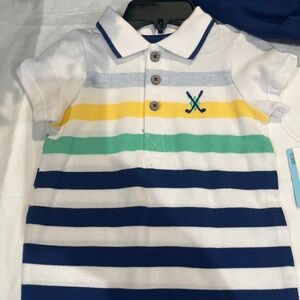 LITTLE ME BLUE STRIPE ONE PIECE 6M NWT